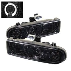 ( Spyder ) - Projector Headlights - LED Halo - Smoke - High 9005 (Not Included) - Low H1 (Included)