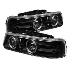 ( Spyder ) - Projector Headlights - LED Halo - LED ( Replaceable LEDs ) - Black - High 9005 (Not Included) - Low H1 (Included)
