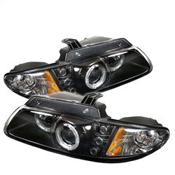 ( Spyder ) - Projector Headlights - LED Halo - Replaceable LEDs- Black - High H1 (Included) - Low H1 (Included)