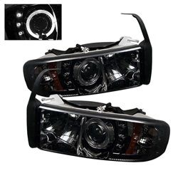( Spyder ) - Ram Sport - Projector Headlights - LED Halo - LED ( Replaceable LEDs ) - Smoke - High 9005 (Included) - Low H1 (Included)
