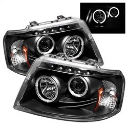 ( Spyder ) - Projector Headlights - LED Halo - LED ( Replaceable LEDs ) - Black - High 9005 (Not Included) - Low 9006 (Not Included)