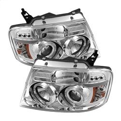 ( Spyder ) - Projector Headlights - Version 2 - LED Halo - LED ( Replaceable LEDs ) - Chrome - High H1 (Included) - Low 9006 (Included)