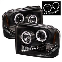 ( Spyder ) - Projector Headlights - LED Halo- LED ( Replaceable LEDs ) - Black - High H1 (Included) - Low H1 (Included)