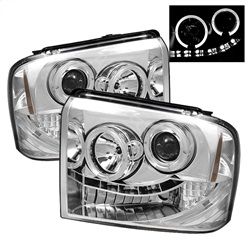 ( Spyder ) - Projector Headlights - LED Halo- LED ( Replaceable LEDs ) - Chrome - High H1 (Included) - Low H1 (Included)