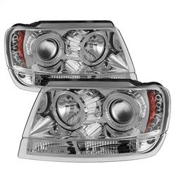 ( Spyder ) - Projector Headlights - LED Halo - LED ( Replaceable LEDs ) - Chrome - High 9005 (Not Included) - Low 9006 (Not Included)