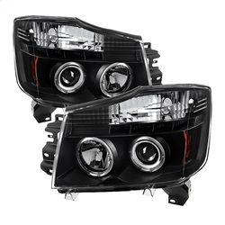 ( Spyder ) - Projector Headlights - LED Halo - LED ( Replaceable LEDs ) - Black - High H1 (Included) - Low 9006 (Not Included)