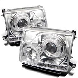 ( Spyder ) - Projector Headlights - LED Halo - LED ( Replaceable LEDs ) - Chrome - High H1 (Included) - Low H1 (Included)