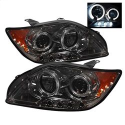 ( Spyder ) - Projector Headlights - LED Halo -Replaceable LEDs - Smoke - High H1 (Included) - Low 9006 (Not Included)
