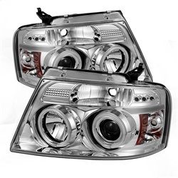 ( Spyder ) - Projector Headlights - Version 2 - CCFL Halo - LED ( Replaceable LEDs ) - Chrome - High H1 (Included) - Low 9006 (Included)