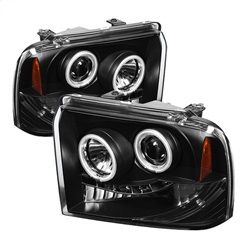 ( Spyder ) - Projector Headlights - CCFL Halo- LED ( Replaceable LEDs ) - Black - High H1 (Included) - Low H1 (Included)