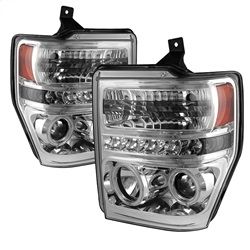 ( Spyder ) - Projector Headlights - CCFL Halo - LED ( Replaceable LEDs ) - Chrome - High H1 (Included) - Low H1 (Included)