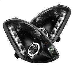 ( Spyder ) - Projector Headlights - Halogen Model Only ( Not Compatible With Xenon/HID Model ) - LED Halo - DRL - Black - High H4 (Included) - Low H1 (Included)