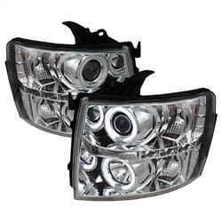 ( Spyder ) - Projector Headlights - CCFL Halo - LED ( Replaceable LEDs ) - Chrome - High H1 (Included) - Low H1 (Included)