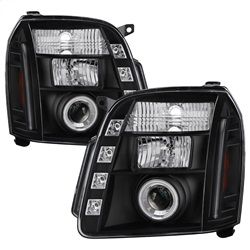 ( Spyder ) - Projector Headlights - CCFL Halo - LED ( Replaceable LEDs ) - Black - High H1 (Included) - Low H1 (Included)