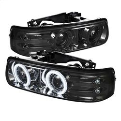 ( Spyder ) - Projector Headlights - CCFL Halo - LED ( Replaceable LEDs ) - Smoke - High 9005 (Not Included) - Low H1 (Included)