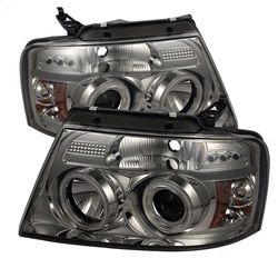 ( Spyder ) - Projector Headlights - Version 2 - CCFL Halo - LED ( Replaceable LEDs ) - Smoke - High H1 (Included) - Low 9006 (Included)