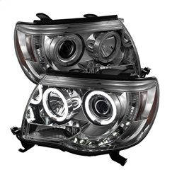 ( Spyder ) - Projector Headlights - CCFL Halo - LED ( Replaceable LEDs ) - Smoke - High H1 (Included) - Low H1 (Included)