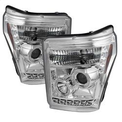 ( Spyder ) - Projector Headlights - LED Halo - DRL - Chrome - High H1 (Included) - Low 9006 (included)
