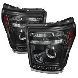 ( Spyder ) - Projector Headlights - LED Halo - DRL - Black - High H1 (Included) - Low 9006 (included)