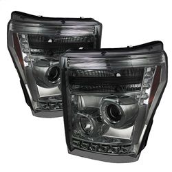 ( Spyder ) - Projector Headlights - LED Halo - DRL - Smoke - High H1 (Included) - Low 9006 (included)