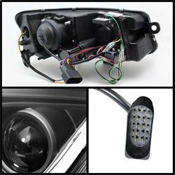 ( Spyder ) - Projector Headlights - Halogen Model Only Light Tube DRL - Black - High H1 (Included) - Low H1 (Included)
