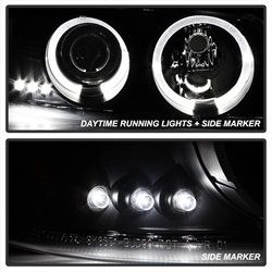 ( Spyder ) - Projector Headlights - LED Halo - LED ( Replaceable LEDs ) - Black Smoke - High 9005 (Not Included) - Low 9006 (Included)
