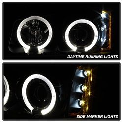 ( Spyder ) - Projector Headlights ( Will Not Fit Model With Body Cladding ) - LED Halo - LED ( Replaceable LEDs ) - Black Smoke - High H1 (Include) - Low H1 (Include)