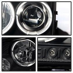 ( Spyder ) - Projector Headlights - Halogen Model Only ( Not Compatiable With Xenon/HID Model ) - LED Halo - LED ( Replaceable LEDs ) - Black Smoke - High H1 (Included) - Low 9006 (Not Included)