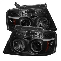 ( Spyder ) - Projector Headlights - Version 2 - LED Halo - LED - Black Smoke - High H1 - Low 9006