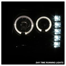 ( Spyder ) - Projector Headlights - LED Halo- LED ( Replaceable LEDs ) - Black Smoke - High H1 (Included) - Low H1 (Included)