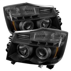 ( Spyder ) - Projector Headlights - LED Halo - LED ( Replaceable LEDs ) - Black Smoke - High H1 (Included) - Low 9006 (Not Included)