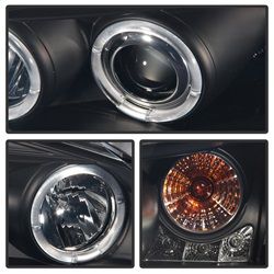 ( Spyder ) - Projector Headlights - LED Halo - LED ( Replaceable LEDs ) - Black Smoke - High H1 (Included) - Low H1 (Included)