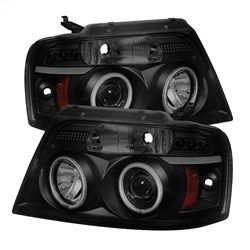 ( Spyder ) - Projector Headlights - Version 2 - CCFL Halo - LED ( Replaceable LEDs ) - Black Smoke - High H1 (Included) - Low 9006 (Included)