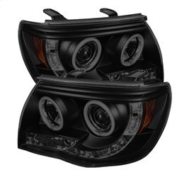 ( Spyder ) - Projector Headlights - CCFL Halo - LED ( Replaceable LEDs ) - Black Smoke - High H1 (Included) - Low H1 (Included)