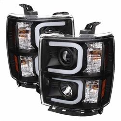 ( Spyder ) - Projector Headlights - Light Bar DRL - Black - High H1 (Included) - Low H7 (Included)