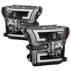 ( Spyder ) - Projector Headlights - High H1 - Light Bar DRL LED - Black