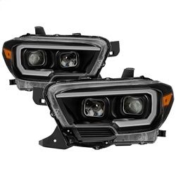 ( xTune ) - DRL Light Bar Projector Headlights w/Sequential Turn Signal - Black