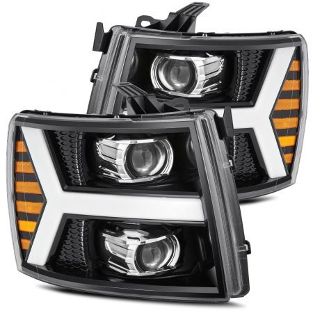07-13 Chevrolet Silverado Projector Headlights Plank Style Design Gloss Black w/ Activation Sequential Signal