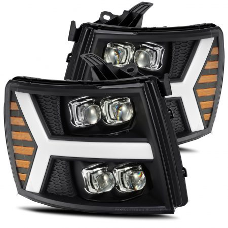 07-13 Chevrolet Silverado LED Projector Headlights Plank Style Design Matte Black w/ Activation light and Sequential Signal