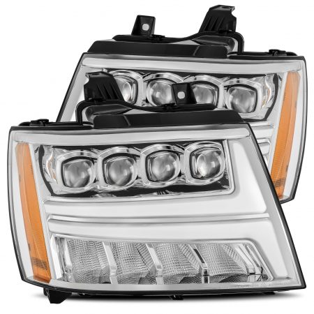 07-14 Chevrolet Tahoe/Suburban/07-13 Avalanche LED Projector Headlights Plank Style Design Chrome w/ Activation Light and DRL