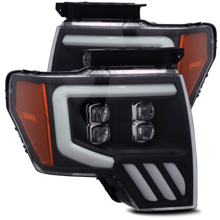 09-14 Ford F150 LED Projector Headlights Plank Style Design Matte Black w/ Activation light and Sequential Signal